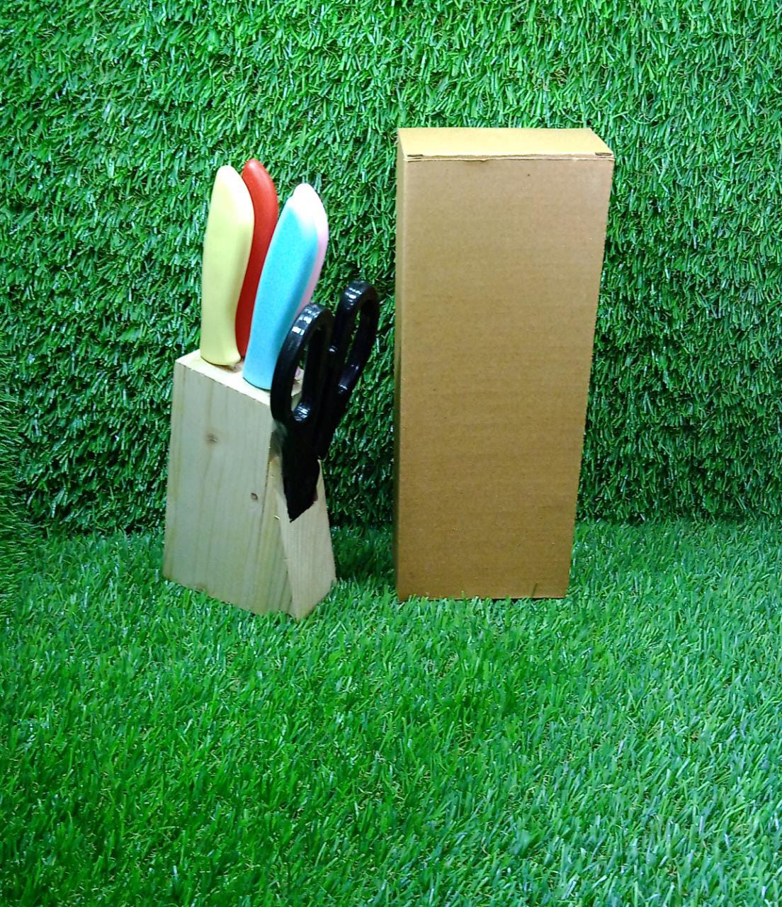 2799 Stainless Steel Kitchen 5-Pcs Knife Set with Wooden Stand for Vegetable & Meat Cutting Scissor (Knife Set) DeoDap 2799 Stainless Steel Kitchen 5-Pcs Knife Set with Wooden Stand for Vegetable & Meat Cutting Scissor (Knife Set) DeoDap